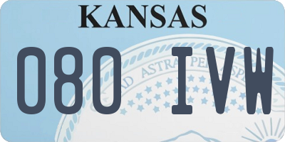 KS license plate 080IVW