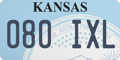 KS license plate 080IXL
