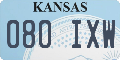 KS license plate 080IXW