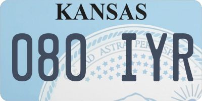 KS license plate 080IYR