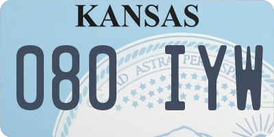 KS license plate 080IYW