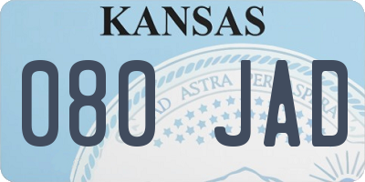 KS license plate 080JAD