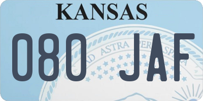 KS license plate 080JAF
