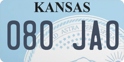 KS license plate 080JAO