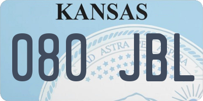 KS license plate 080JBL