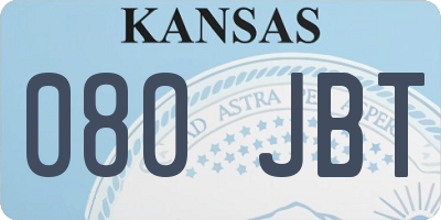 KS license plate 080JBT