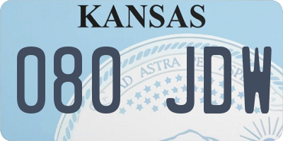 KS license plate 080JDW