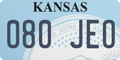 KS license plate 080JEO