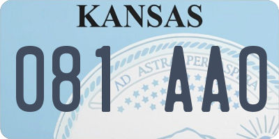 KS license plate 081AAO