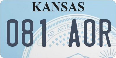 KS license plate 081AOR