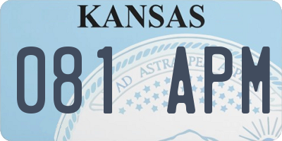 KS license plate 081APM