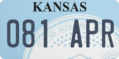 KS license plate 081APR