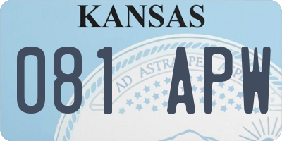 KS license plate 081APW