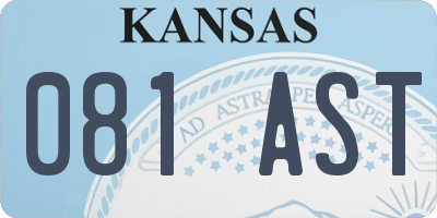 KS license plate 081AST