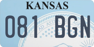KS license plate 081BGN