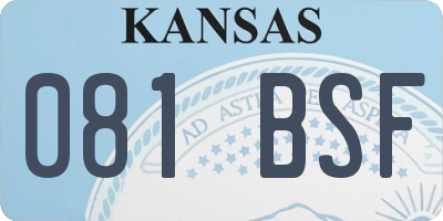 KS license plate 081BSF