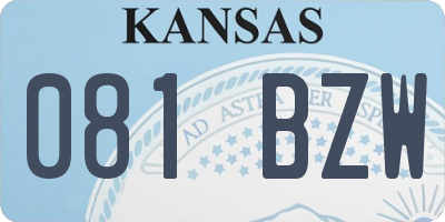 KS license plate 081BZW