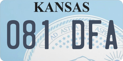 KS license plate 081DFA