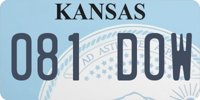 KS license plate 081DOW