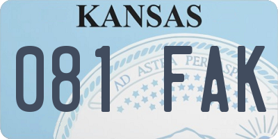 KS license plate 081FAK