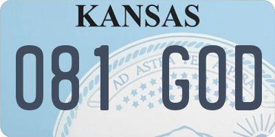 KS license plate 081GOD