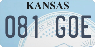 KS license plate 081GOE