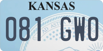 KS license plate 081GWO