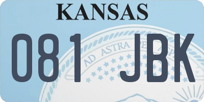 KS license plate 081JBK