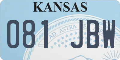 KS license plate 081JBW