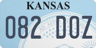 KS license plate 082DOZ