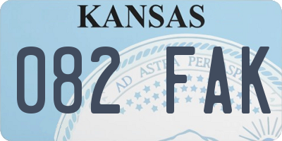 KS license plate 082FAK