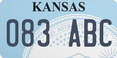 KS license plate 083ABC