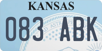 KS license plate 083ABK