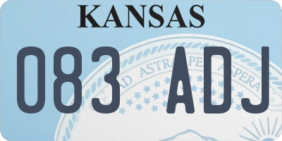 KS license plate 083ADJ