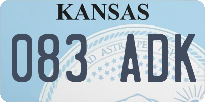 KS license plate 083ADK