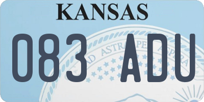 KS license plate 083ADU