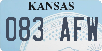 KS license plate 083AFW