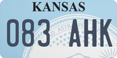 KS license plate 083AHK