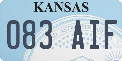 KS license plate 083AIF