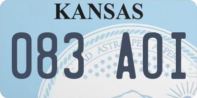 KS license plate 083AOI