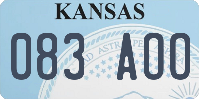 KS license plate 083AOO