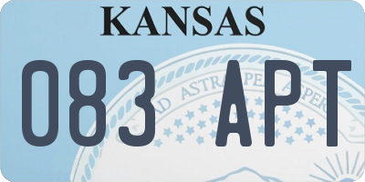 KS license plate 083APT