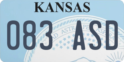 KS license plate 083ASD