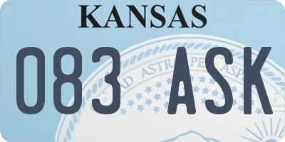 KS license plate 083ASK