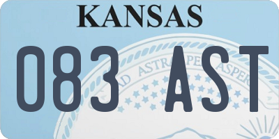 KS license plate 083AST