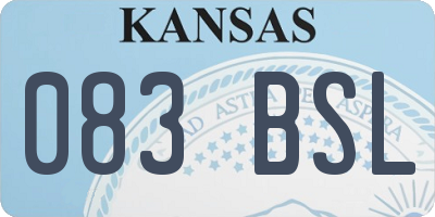 KS license plate 083BSL