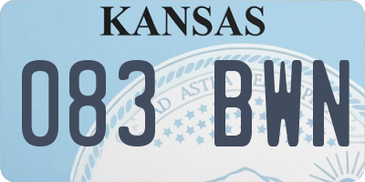 KS license plate 083BWN