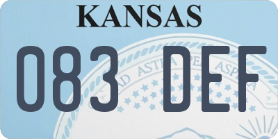 KS license plate 083DEF