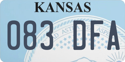 KS license plate 083DFA