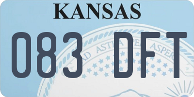 KS license plate 083DFT